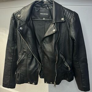 Urban Republic Faux Leather Moto Jacket Ruffle Zippers